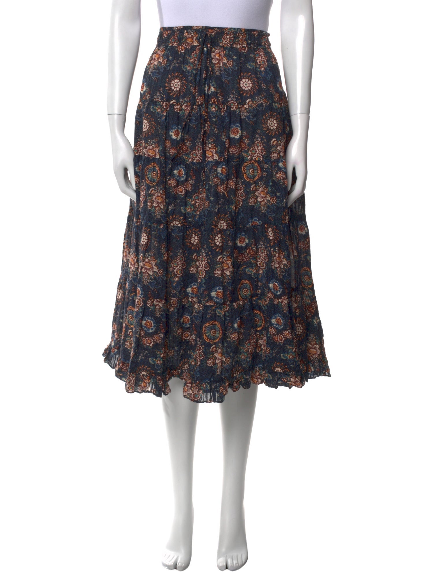 Ulla Johnson Floral Print Midi Length Skirt